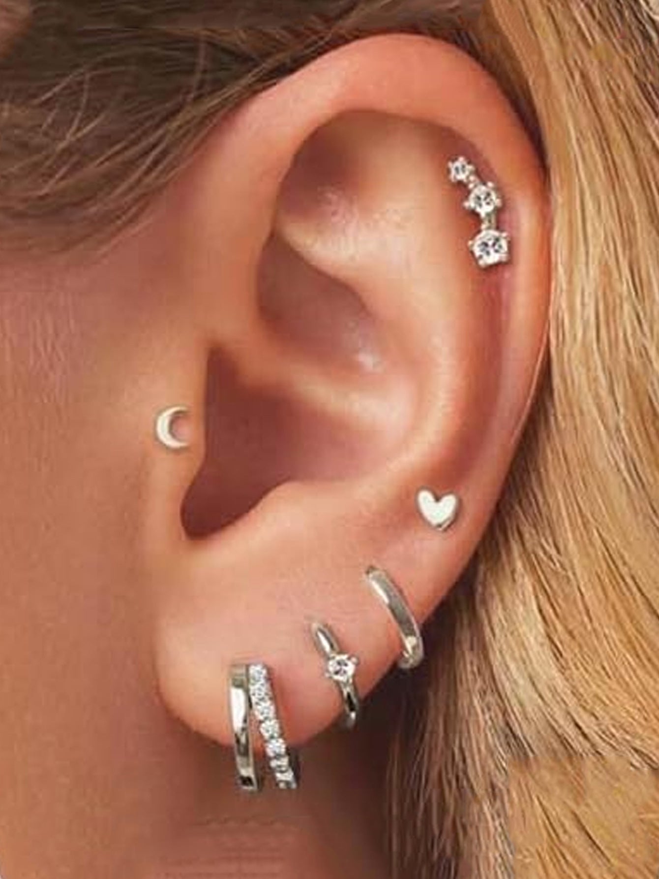 Zircon Inlaid Women's Five Piece Earring Set