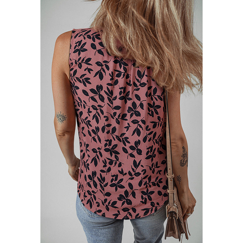 Womens Versatile Casual Printed Top With Ties