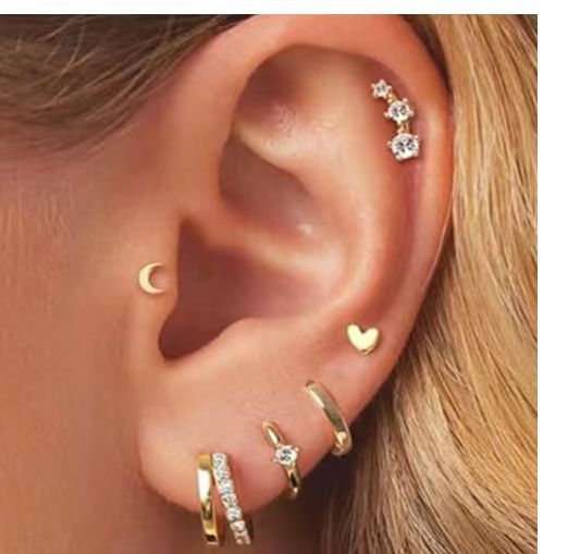 Zircon Inlaid Women's Five Piece Earring Set