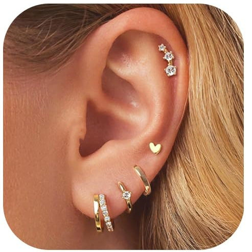 Zircon Inlaid Women's Five Piece Earring Set