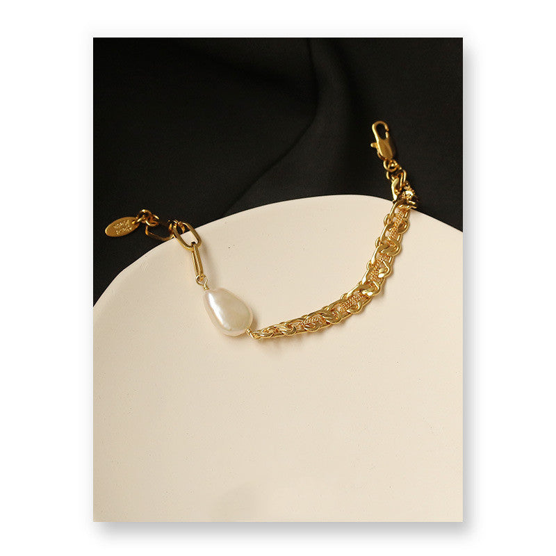 Chain stitching pearl bracelet