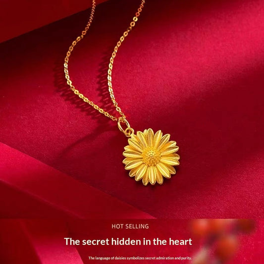 Xiaohongshu-style Court-Style Sunflower Womens Gold-Plated Pendant Necklace