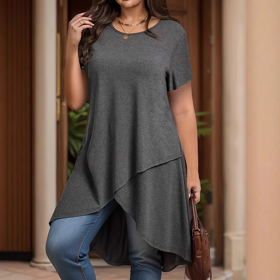 New Womens Casual Loose-fitting Short-sleeve Top For Everyday Wear
