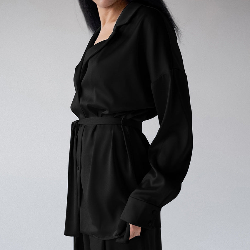 Womens Summer Loungewear Set Relaxed Comfortable Rayon-Look Pants And Robe For Casual Home Wear
