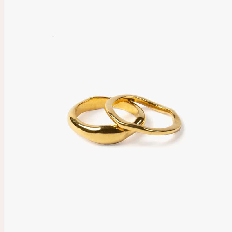 Curved Wave-shaped Irregular Plain Band Ring Titanium Steel Ring