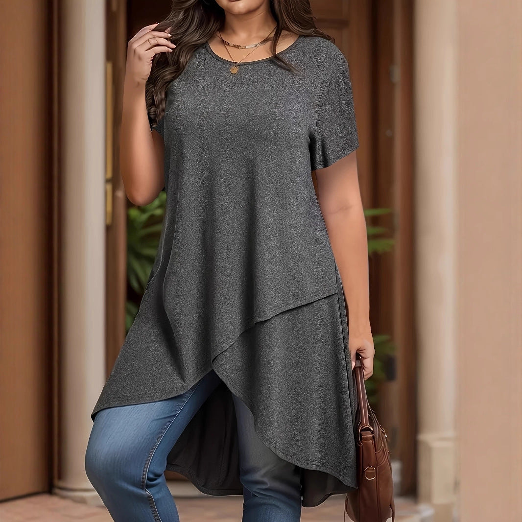New Womens Casual Loose-fitting Short-sleeve Top For Everyday Wear