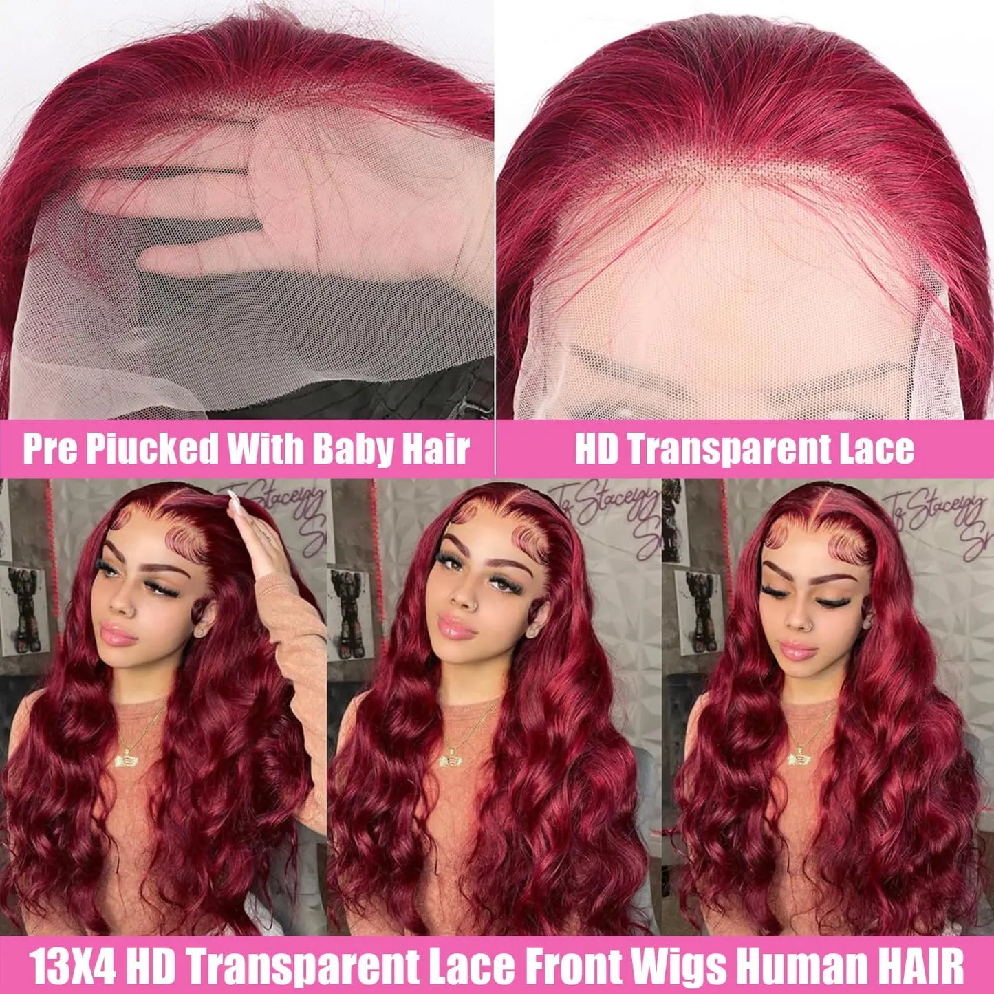 Burgundy 13x6 Hd Lace Frontal Human Hair Wig 220 Density Brazilian 13x4 Lace Front Wig 99j Body Wave Human Hair Wigs For Women