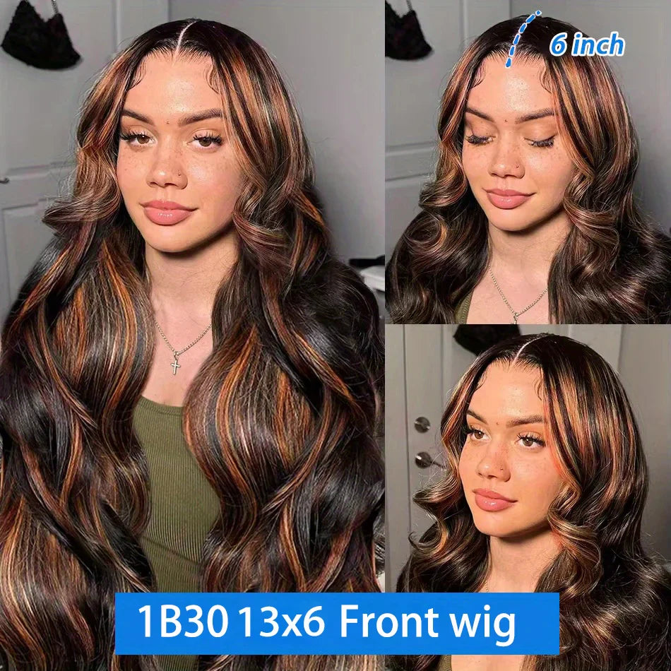 1b30 Black Brown Lace Front 13x4 Body Wave Wigs  P427 Highlight Ombre 100% Human Hair 13x6 HD Lace Frontal Blonde Colored Wig