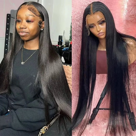 30 40 Inch 13x4 HD Transparent Bone Straight Lace Front Wig 200 Density Brazilian 13x6 Lace Frontal Wigs Human Hair For Women