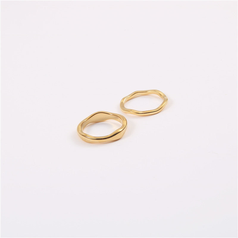 Curved Wave-shaped Irregular Plain Band Ring Titanium Steel Ring