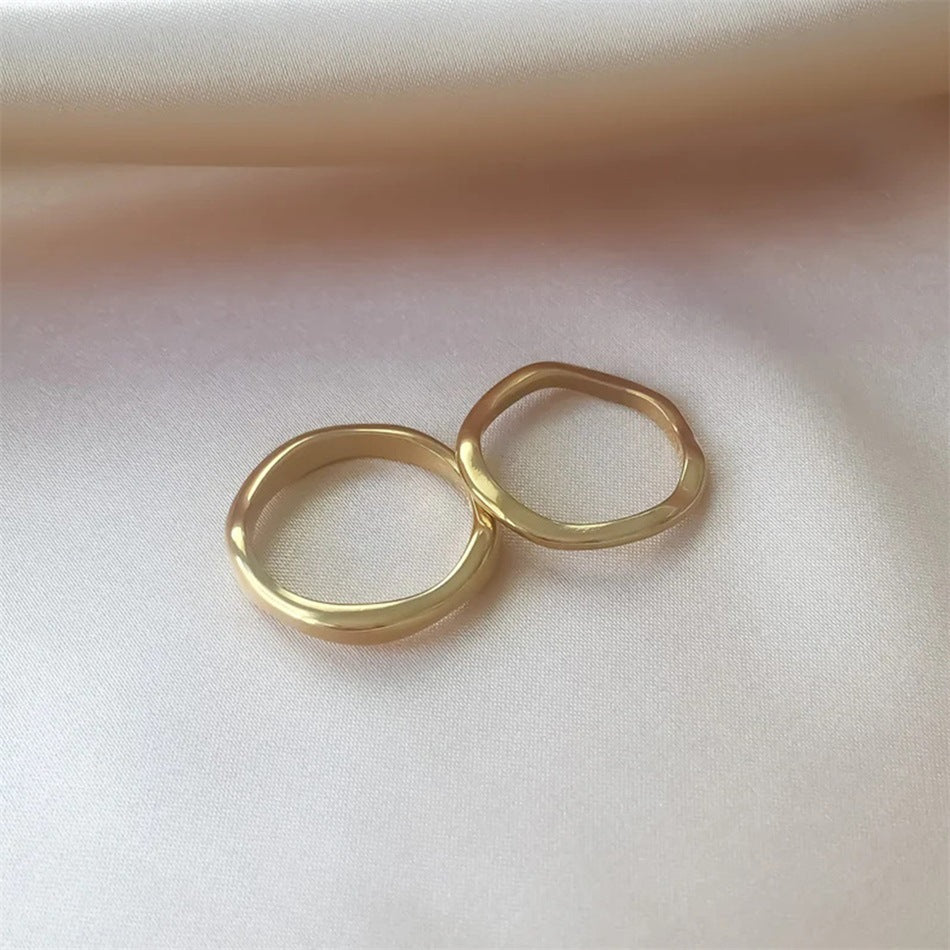 Curved Wave-shaped Irregular Plain Band Ring Titanium Steel Ring
