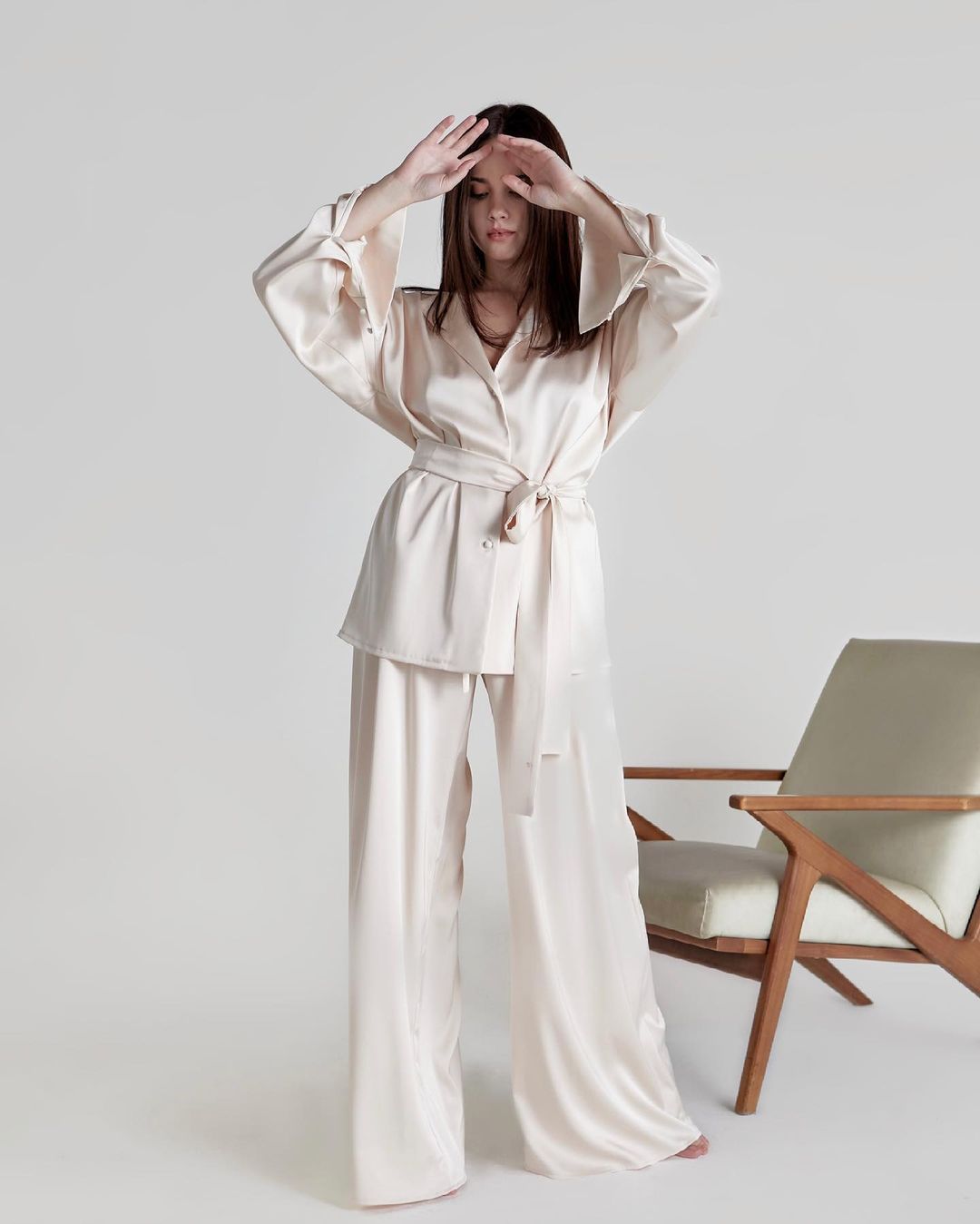 Womens Summer Loungewear Set Relaxed Comfortable Rayon-Look Pants And Robe For Casual Home Wear